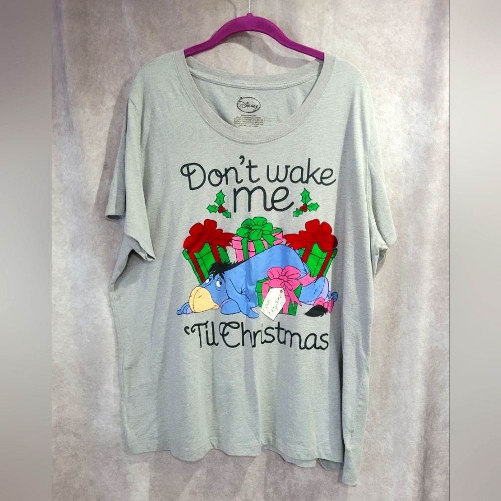 Women's 3X Disney Christmas Eeyore Graphic Pajama Top